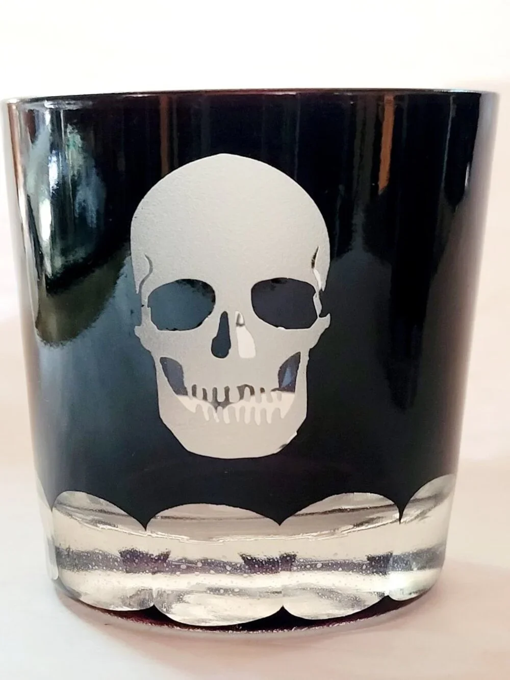 Pottery Barn Etched Skull Double Old-Fashioned Glasses
